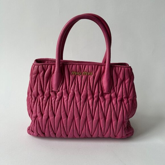 MIU MIU TWO-WAY NAPPA MATELASSE FUSCHIA HANDBAG - Picture 1 of 10